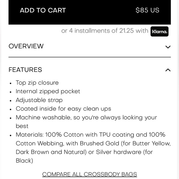 July Everyday Crescent Bag NEW khaki cotton canvas crossbody - Picture 4 of 6